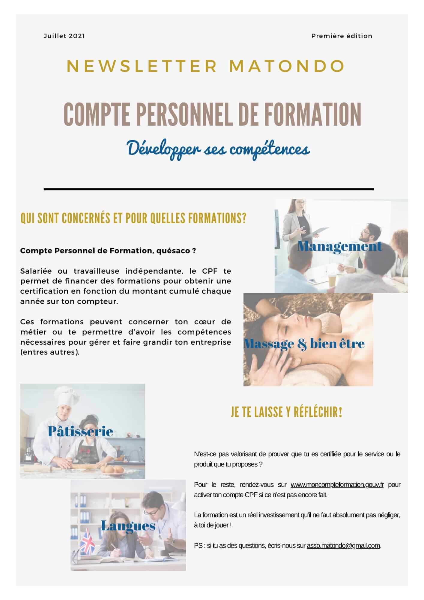 Newsletter N°1 - Compte Personnel de Formation